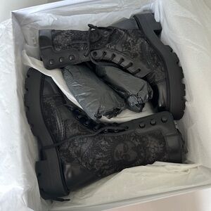 Christian Dior Black Lace Up Combat Boots